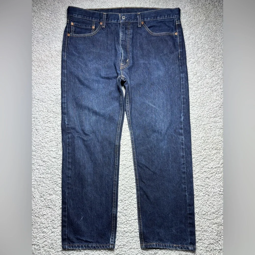 Levis Jeans Mens 38 x 29 505 Regular Fit Denim Dark Wash Everyday Baggy Street